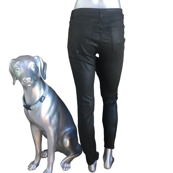 DL1961 Florence  Mid Rise Instasculpt Skinny Black Waxed Pants Women’s Size 29 - Picture 1 of 8